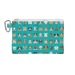 Different Type Vector Cartoon Dog Faces Canvas Cosmetic Bag (medium) by Vaneshart