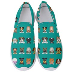 Different Type Vector Cartoon Dog Faces Men s Slip On Sneakers by Vaneshart