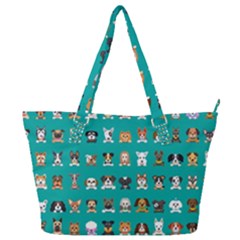 Different Type Vector Cartoon Dog Faces Full Print Shoulder Bag by Vaneshart