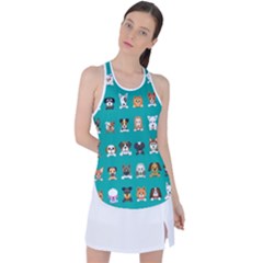 Different Type Vector Cartoon Dog Faces Racer Back Mesh Tank Top by Vaneshart