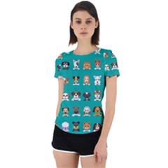 Different Type Vector Cartoon Dog Faces Back Cut Out Sport Tee