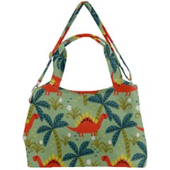 Cute Colorful Dinosaur Seamless Pattern Double Compartment Shoulder Bag by Vaneshart