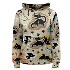 Seamless Pattern With Dinosaurs Silhouette Women s Pullover Hoodie