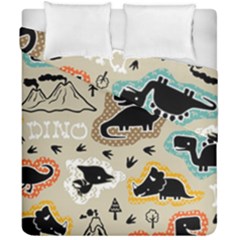 Seamless Pattern With Dinosaurs Silhouette Duvet Cover Double Side (california King Size)