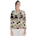 Seamless Pattern With Dinosaurs Silhouette Women s Windbreaker View1