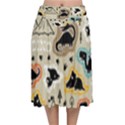 Seamless Pattern With Dinosaurs Silhouette Velvet Flared Midi Skirt View1