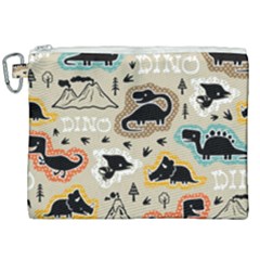 Seamless Pattern With Dinosaurs Silhouette Canvas Cosmetic Bag (xxl)