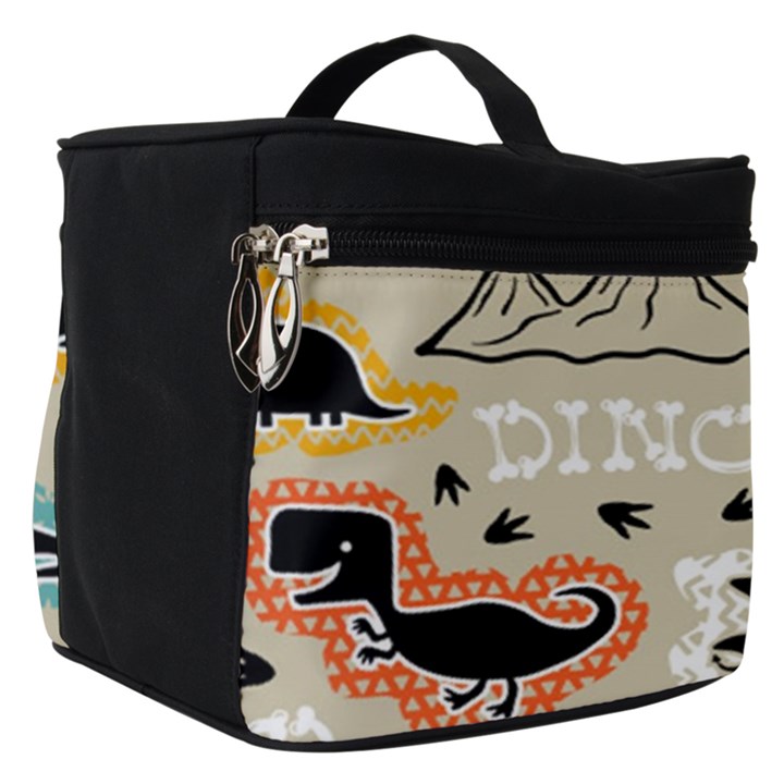 Seamless Pattern With Dinosaurs Silhouette Make Up Travel Bag (Small)