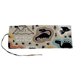 Seamless Pattern With Dinosaurs Silhouette Roll Up Canvas Pencil Holder (s) by Vaneshart