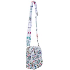 Floral Pattern With Birds Flowers Leaves Dark Background Shoulder Strap Belt Bag by Vaneshart