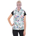 Floral Pattern With Birds Flowers Leaves Dark Background Women s Button Up Vest View1