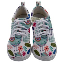 Floral Pattern With Birds Flowers Leaves Dark Background Mens Athletic Shoes by Vaneshart