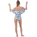 Floral Pattern With Birds Flowers Leaves Dark Background Drape Piece Swimsuit View2