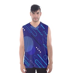 Classic Blue Background Abstract Style Men s Basketball Tank Top by Vaneshart