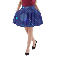 Classic Blue Background Abstract Style A-line Pocket Skirt by Vaneshart