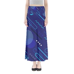 Classic Blue Background Abstract Style Full Length Maxi Skirt by Vaneshart