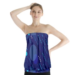 Classic Blue Background Abstract Style Strapless Top