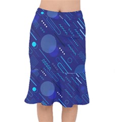 Classic Blue Background Abstract Style Short Mermaid Skirt by Vaneshart