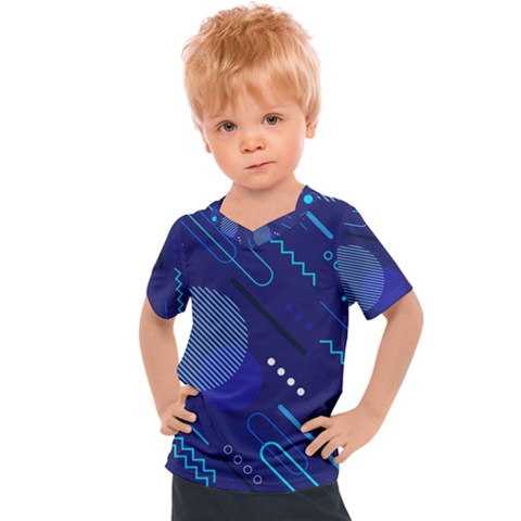 Classic Blue Background Abstract Style Kids  Sports Tee by Vaneshart