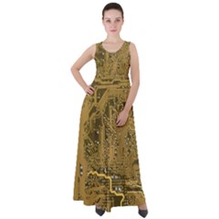 Pcb Printed Circuit Board Empire Waist Velour Maxi Dress by Vaneshart