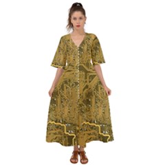 Pcb Printed Circuit Board Kimono Sleeve Boho Dress