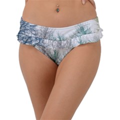 Multicolor Graphic Botanical Print Frill Bikini Bottom