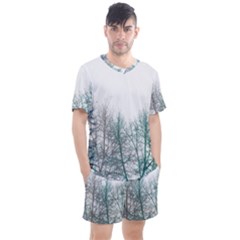 Multicolor Graphic Botanical Print Men s Mesh Tee And Shorts Set