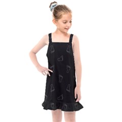 Neon Style Black And White Footprints Motif Pattern Kids  Overall Dress by dflcprintsclothing