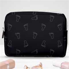 Neon Style Black And White Footprints Motif Pattern Make Up Pouch (medium)