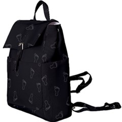 Neon Style Black And White Footprints Motif Pattern Buckle Everyday Backpack