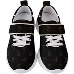 Neon Style Black And White Footprints Motif Pattern Kids  Velcro Strap Shoes by dflcprintsclothing