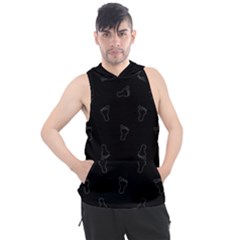 Neon Style Black And White Footprints Motif Pattern Men s Sleeveless Hoodie by dflcprintsclothing