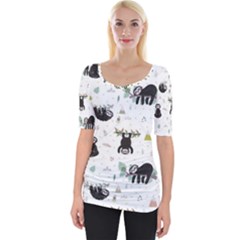 Cute Sloths Wide Neckline Tee