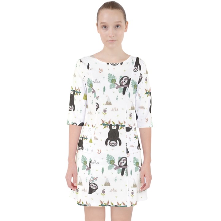 Cute sloths Pocket Dress