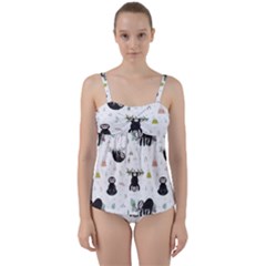 Cute Sloths Twist Front Tankini Set by Sobalvarro