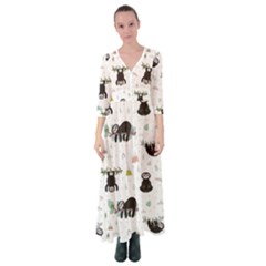 Cute Sloths Button Up Maxi Dress by Sobalvarro