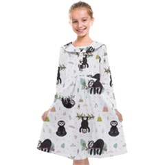 Cute Sloths Kids  Midi Sailor Dress by Sobalvarro