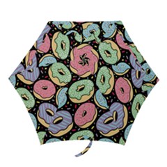 Colorful Donut Seamless Pattern On Black Vector Mini Folding Umbrellas by Sobalvarro