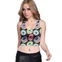 Colorful Donut Seamless Pattern On Black Vector Racer Back Crop Top View1