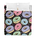 Colorful Donut Seamless Pattern On Black Vector Duvet Cover Double Side (Full/ Double Size) View1