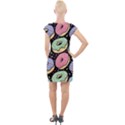 Colorful Donut Seamless Pattern On Black Vector Cap Sleeve Bodycon Dress View2