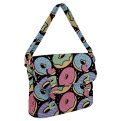 Colorful Donut Seamless Pattern On Black Vector Buckle Messenger Bag by Sobalvarro