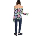 Colorful Donut Seamless Pattern On Black Vector Off Shoulder Long Sleeve Top View2