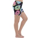 Colorful Donut Seamless Pattern On Black Vector Lightweight Velour Yoga Shorts View3