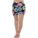 Colorful Donut Seamless Pattern On Black Vector Lightweight Velour Yoga Shorts View4