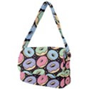 Colorful Donut Seamless Pattern On Black Vector Courier Bag View2