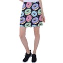 Colorful Donut Seamless Pattern On Black Vector Tennis Skirt View1