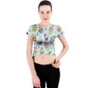 Cupcake Doodle Pattern Crew Neck Crop Top View1