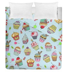 Cupcake Doodle Pattern Duvet Cover Double Side (queen Size) by Sobalvarro