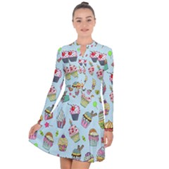 Cupcake Doodle Pattern Long Sleeve Panel Dress by Sobalvarro